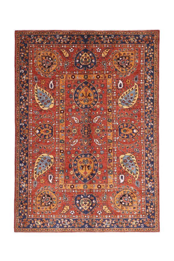 Hand Knotted Nomadic Caucasian Humna Wool Rug - 5'6'' x 7'10''