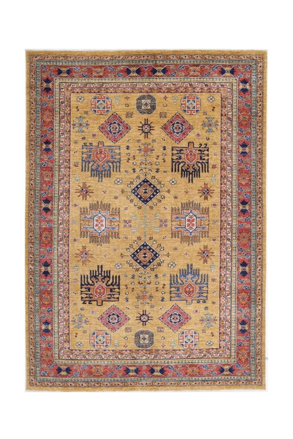 Hand Knotted Nomadic Caucasian Humna Wool Rug - 6'0'' x 8'6''