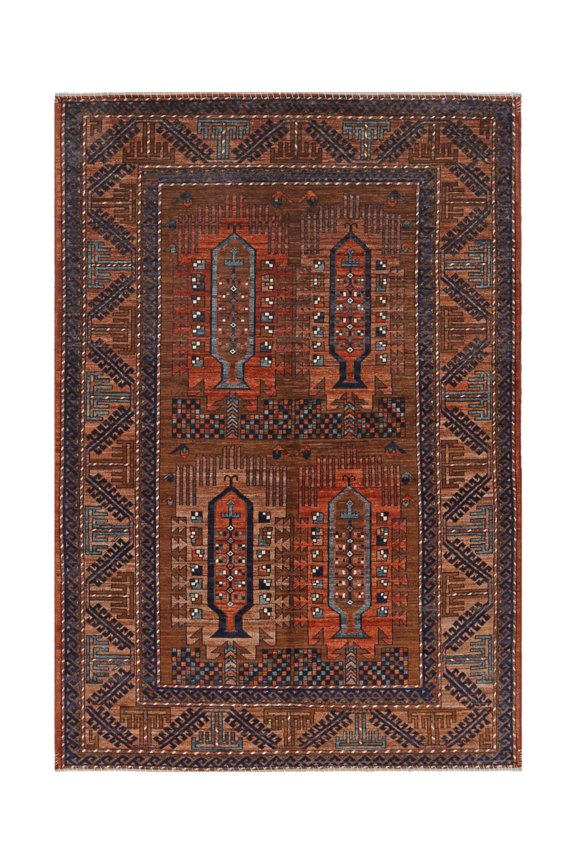 Hand Knotted Nomadic Caucasian Humna Wool Rug - 6'0'' x 8'9''