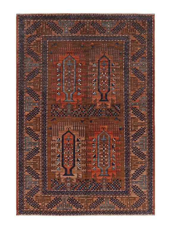 Hand Knotted Nomadic Caucasian Humna Wool Rug - 6'0'' x 8'9''