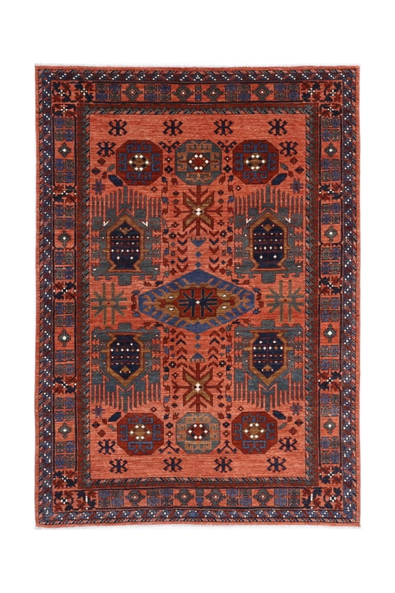 Hand Knotted Nomadic Caucasian Humna Wool Rug - 6'0'' x 8'9''