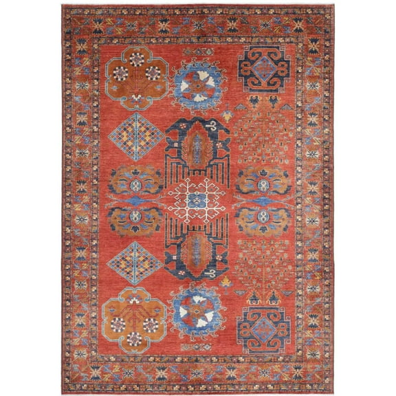 Hand Knotted Nomadic Caucasian Humna Wool Rug - 6'10'' x 10'1''