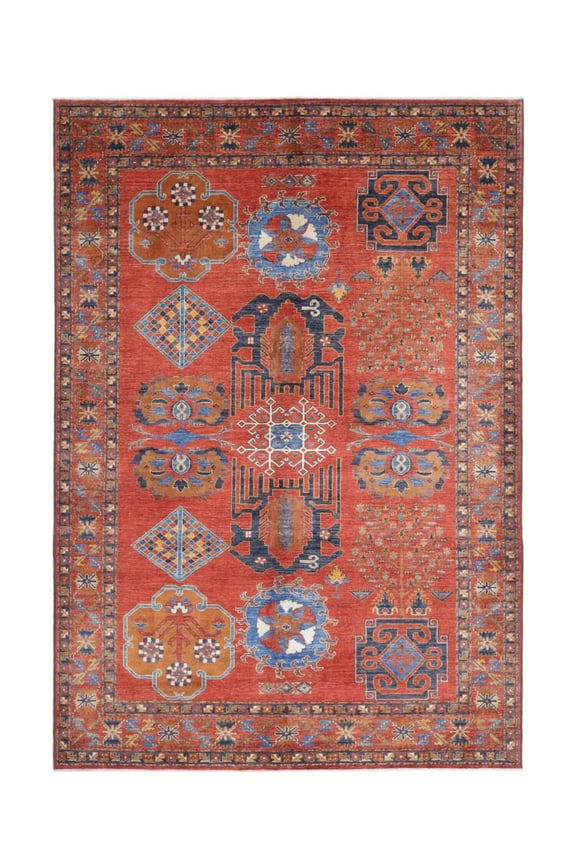 Hand Knotted Nomadic Caucasian Humna Wool Rug - 6'10'' x 10'1''