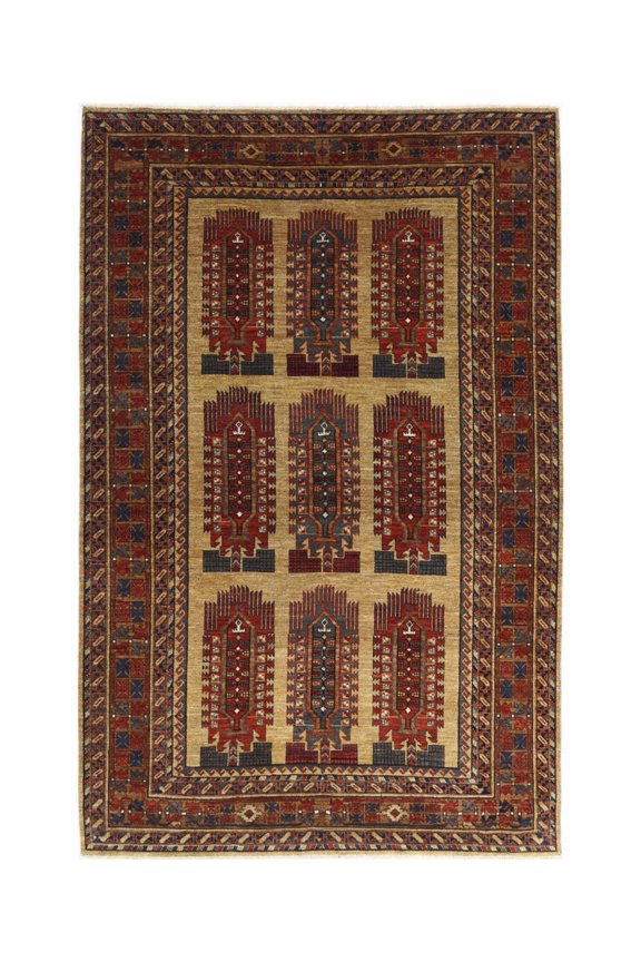 Hand Knotted Nomadic Caucasian Humna Wool Rug - 6'2'' x 9'6''