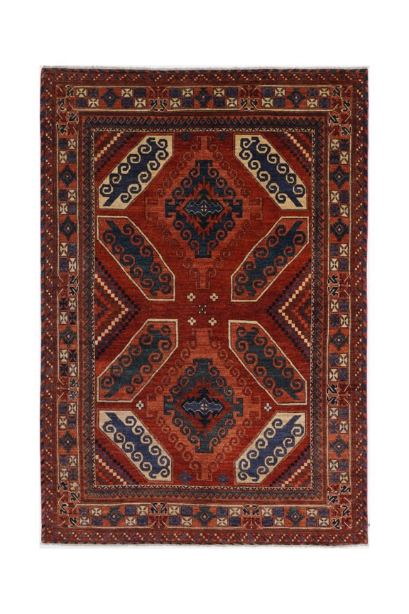 Hand Knotted Nomadic Caucasian Humna Wool Rug - 6'5'' x 9'4''