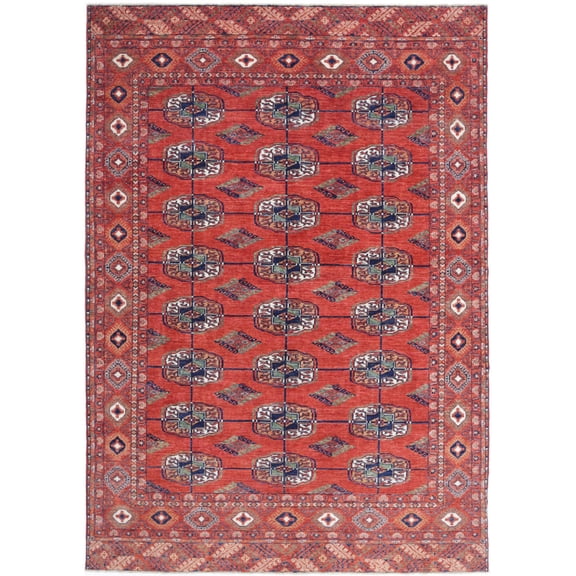 Hand Knotted Nomadic Caucasian Humna Wool Rug - 6'7'' x 9'7''