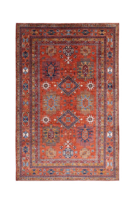 Hand Knotted Nomadic Caucasian Humna Wool Rug - 6'8'' x 10'4''