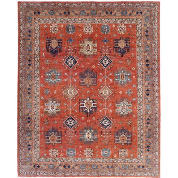 Hand Knotted Nomadic Caucasian Humna Wool Rug - 7'11'' x 9'8''
