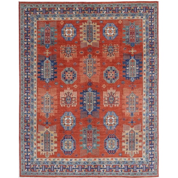 Hand Knotted Nomadic Caucasian Humna Wool Rug - 7'8'' x 9'7''
