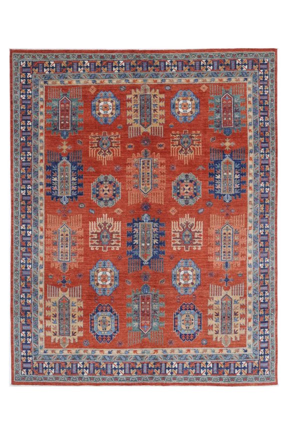 Hand Knotted Nomadic Caucasian Humna Wool Rug - 7'8'' x 9'7''