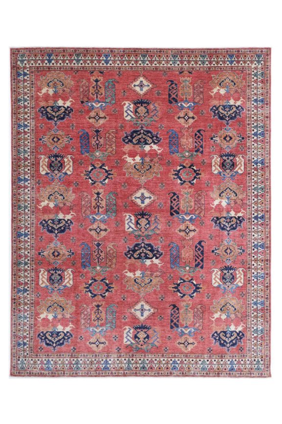 Hand Knotted Nomadic Caucasian Humna Wool Rug - 7'9'' x 10'0''