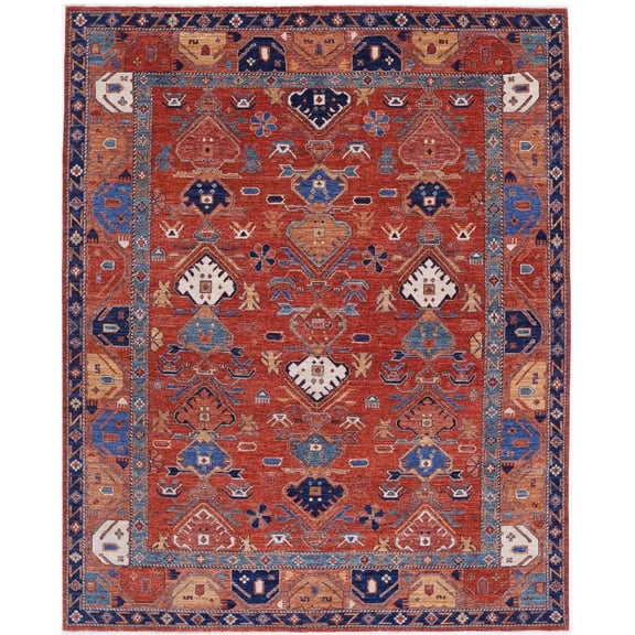 Hand Knotted Nomadic Caucasian Humna Wool Rug - 8'0'' x 10'0''