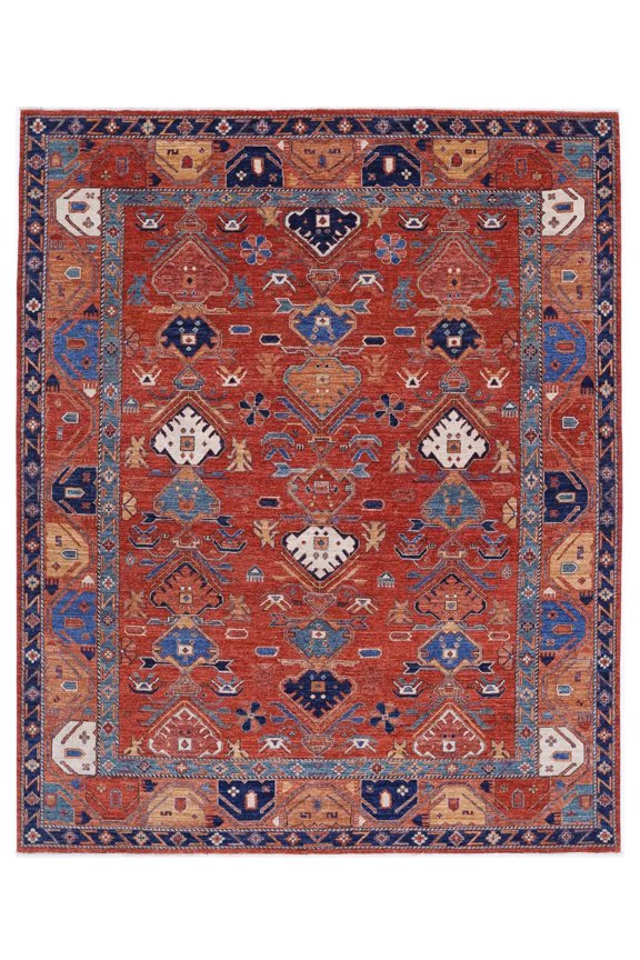 Hand Knotted Nomadic Caucasian Humna Wool Rug - 8'0'' x 10'0''
