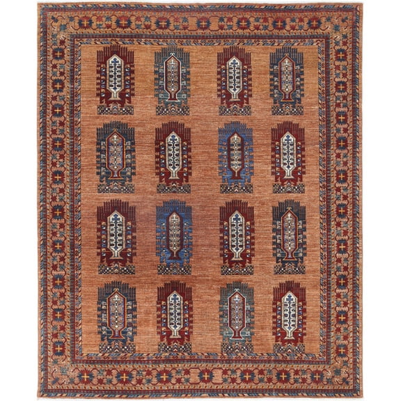 Hand Knotted Nomadic Caucasian Humna Wool Rug - 8'1'' x 10'0''