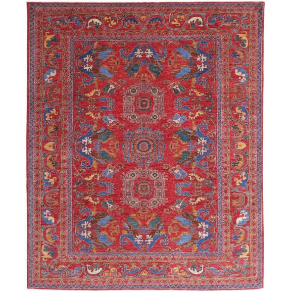 Hand Knotted Nomadic Caucasian Humna Wool Rug - 8'1'' x 9'8''