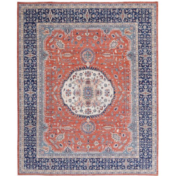 Hand Knotted Nomadic Caucasian Humna Wool Rug - 8'11'' x 10'10''
