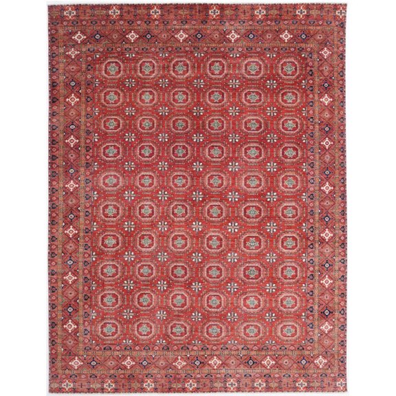 Hand Knotted Nomadic Caucasian Humna Wool Rug - 8'11'' x 11'10''