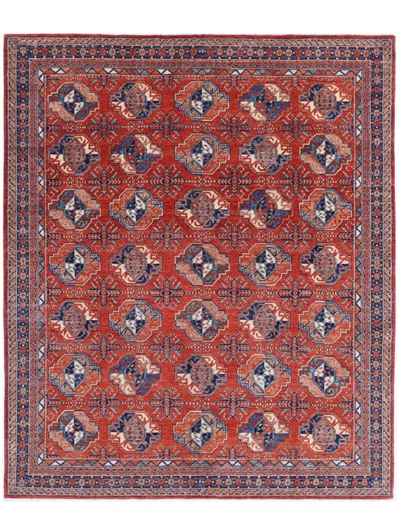 Hand Knotted Nomadic Caucasian Humna Wool Rug - 8'2'' x 9'9''