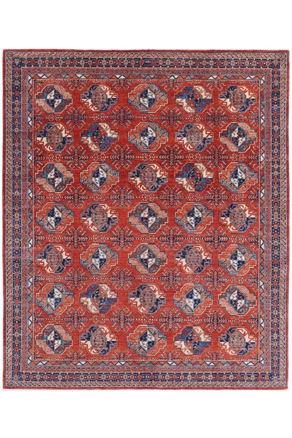 Hand Knotted Nomadic Caucasian Humna Wool Rug - 8'2'' x 9'9''