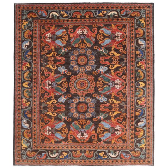 Hand Knotted Nomadic Caucasian Humna Wool Rug - 8'3'' x 9'7''