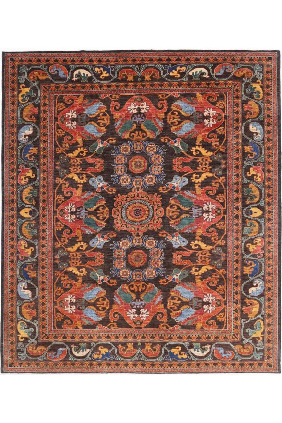 Hand Knotted Nomadic Caucasian Humna Wool Rug - 8'3'' x 9'7''