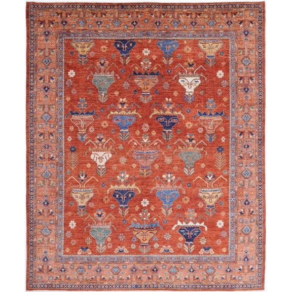 Hand Knotted Nomadic Caucasian Humna Wool Rug - 8'4'' x 10'0''