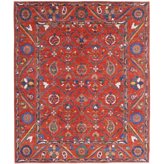 Hand Knotted Nomadic Caucasian Humna Wool Rug - 8'4'' x 10'1''