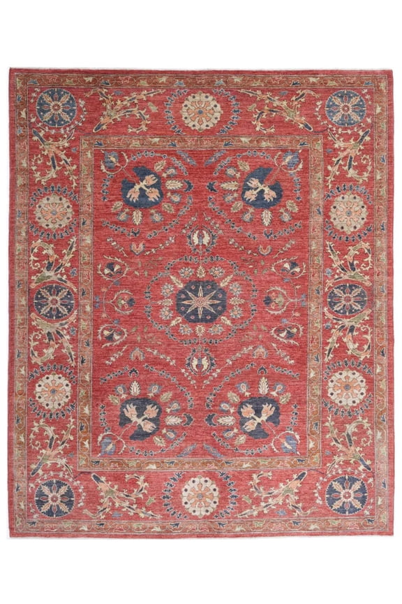 Hand Knotted Nomadic Caucasian Humna Wool Rug - 8'4'' x 10'2''