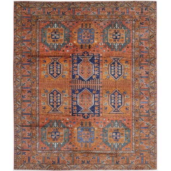 Hand Knotted Nomadic Caucasian Humna Wool Rug - 8'5'' x 9'10''