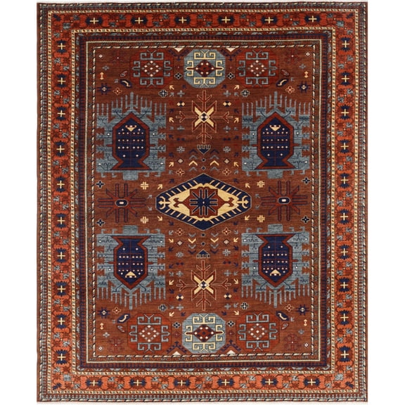 Hand Knotted Nomadic Caucasian Humna Wool Rug - 8'6'' x 10'4''