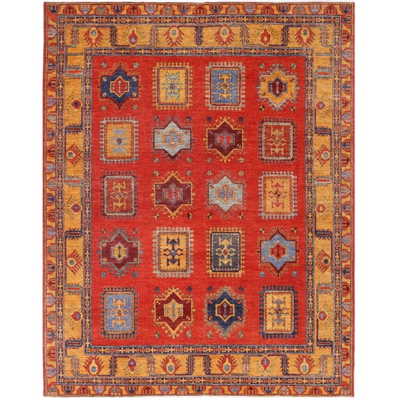 Hand Knotted Nomadic Caucasian Humna Wool Rug - 8'8'' x 12'2''