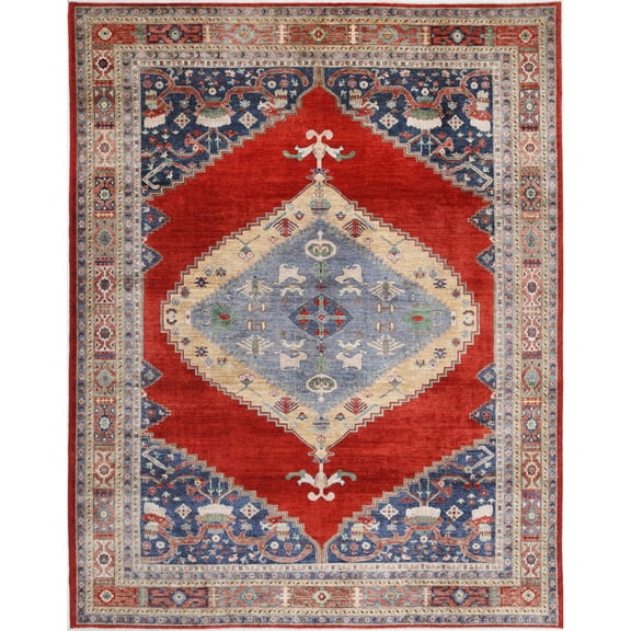 Hand Knotted Nomadic Caucasian Humna Wool Rug - 9'0'' x 11'8''