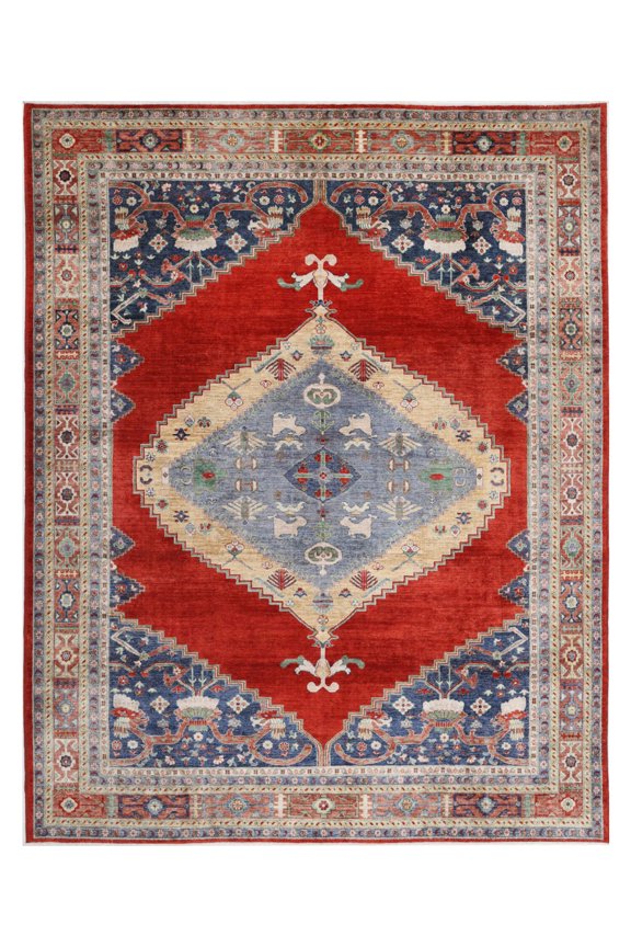 Hand Knotted Nomadic Caucasian Humna Wool Rug - 9'0'' x 11'8''
