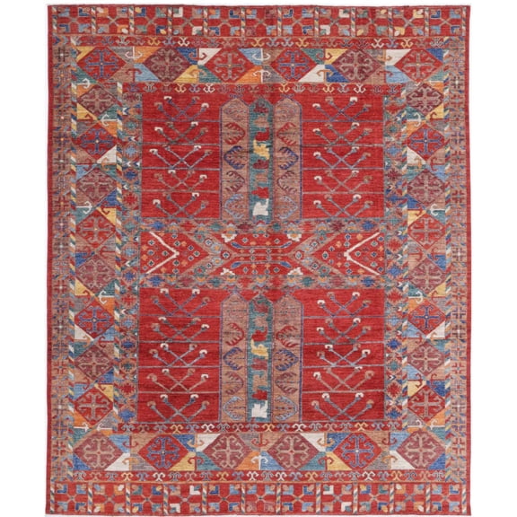 Hand Knotted Nomadic Caucasian Humna Wool Rug - 9'1'' x 10'10''