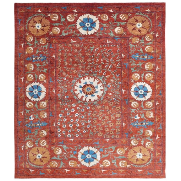 Hand Knotted Nomadic Caucasian Humna Wool Rug - 9'1'' x 10'8''
