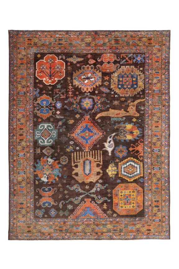 Hand Knotted Nomadic Caucasian Humna Wool Rug - 9'10'' x 12'1''