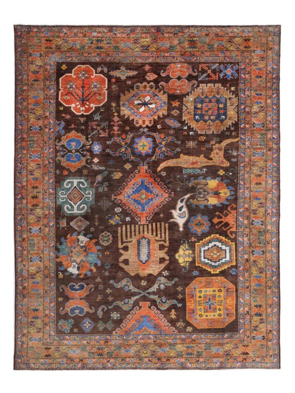 Hand Knotted Nomadic Caucasian Humna Wool Rug - 9'10'' x 12'1''