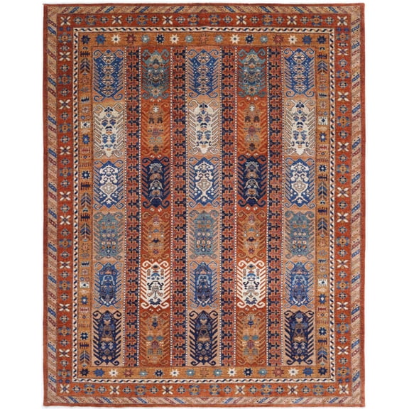 Hand Knotted Nomadic Caucasian Humna Wool Rug - 9'3'' x 11'6''