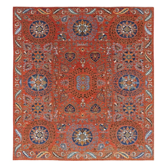 Hand Knotted Nomadic Caucasian Humna Wool Rug - 9'8'' x 10'4''