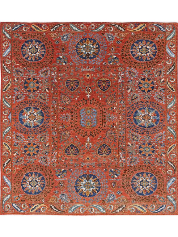 Hand Knotted Nomadic Caucasian Humna Wool Rug - 9'8'' x 10'4''