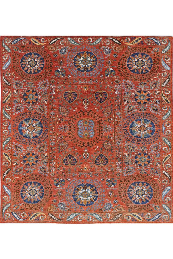 Hand Knotted Nomadic Caucasian Humna Wool Rug - 9'8'' x 10'4''