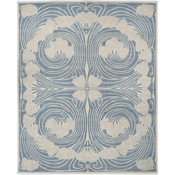 Hand Knotted Nouvelle Wool Rug - 8'0'' x 10'1''