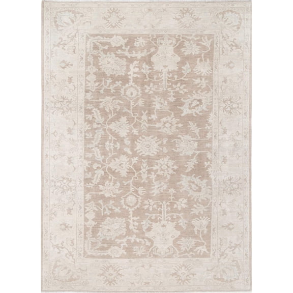 Hand Knotted Oushak Wool Rug - 8'7'' x 11'11''