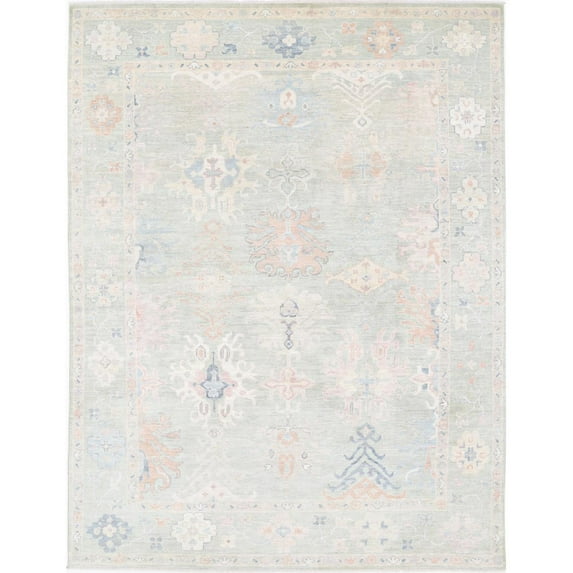 Hand Knotted Oushak Wool Rug - 9'0'' x 12'0''