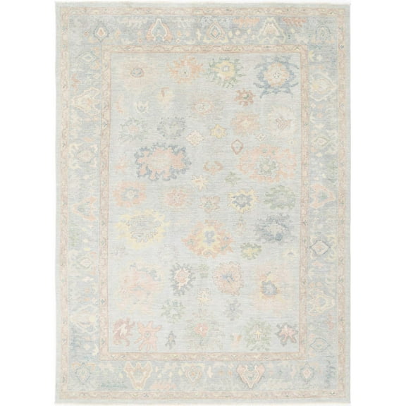 Hand Knotted Oushak Wool Rug - 9'11'' x 13'7''