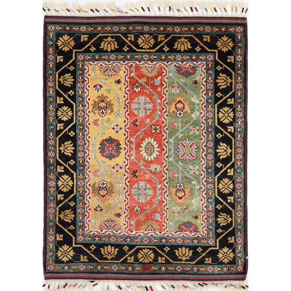 Hand Knotted Shaal Wool Rug - 3'2'' x 4'3''