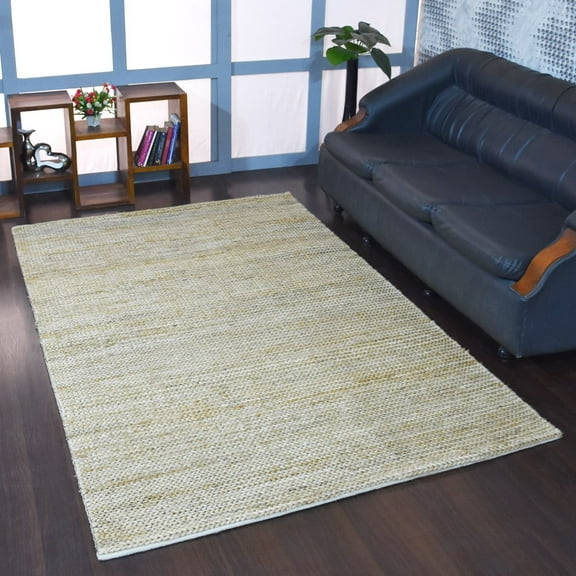 Hand Knotted Sumak Jute Eco-Friendly Area Rugs - 3'X5', Rectangle Shape, Camel Color, Solid Plain Pattern, High Pile, Natural Fiber, Outdoor Indoor Handmade Area Rugs For Living Room (J00013)