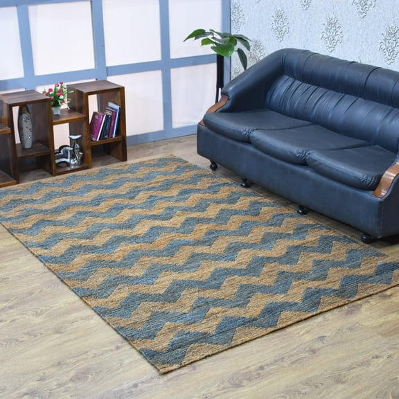 Hand Knotted Sumak Jute Eco-Friendly Area Rugs - 5'X8', Rectangle Shape, Gray Brown Color, Contemporary Pattern, High Pile, Natural Fiber, Outdoor Indoor Handmade Area Rugs For Living Room (J00077)