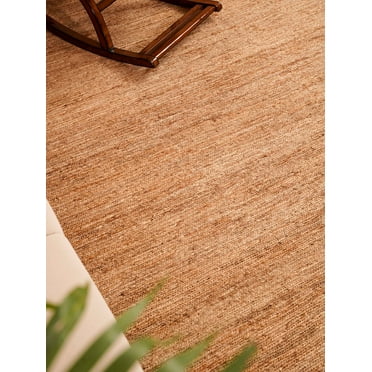 Hand Knotted Sumak Jute Eco-Friendly Area Rugs - 6'X9', Rectangle Shape, Beige Color, Solid Plain Pattern, High Pile, Natural Fiber, Outdoor Indoor Handmade Area Rugs For Living Room (J00064)