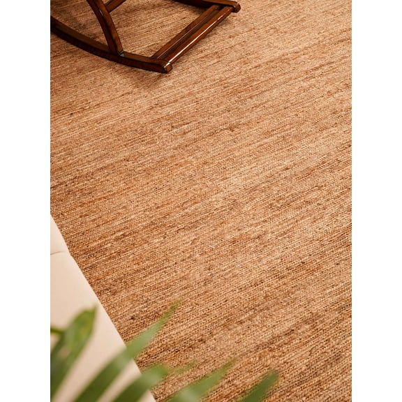 Hand Knotted Sumak Jute Eco-Friendly Area Rugs - 6'X9', Rectangle Shape, Beige Color, Solid Plain Pattern, High Pile, Natural Fiber, Outdoor Indoor Handmade Area Rugs For Living Room (J00064)